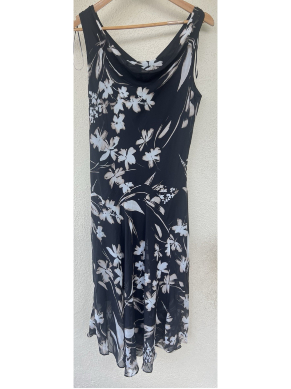 VTG Robbie Bee Black Floral Cowl Neck Midi Dress Sheer Dark Fairy Grunge Whimsy
